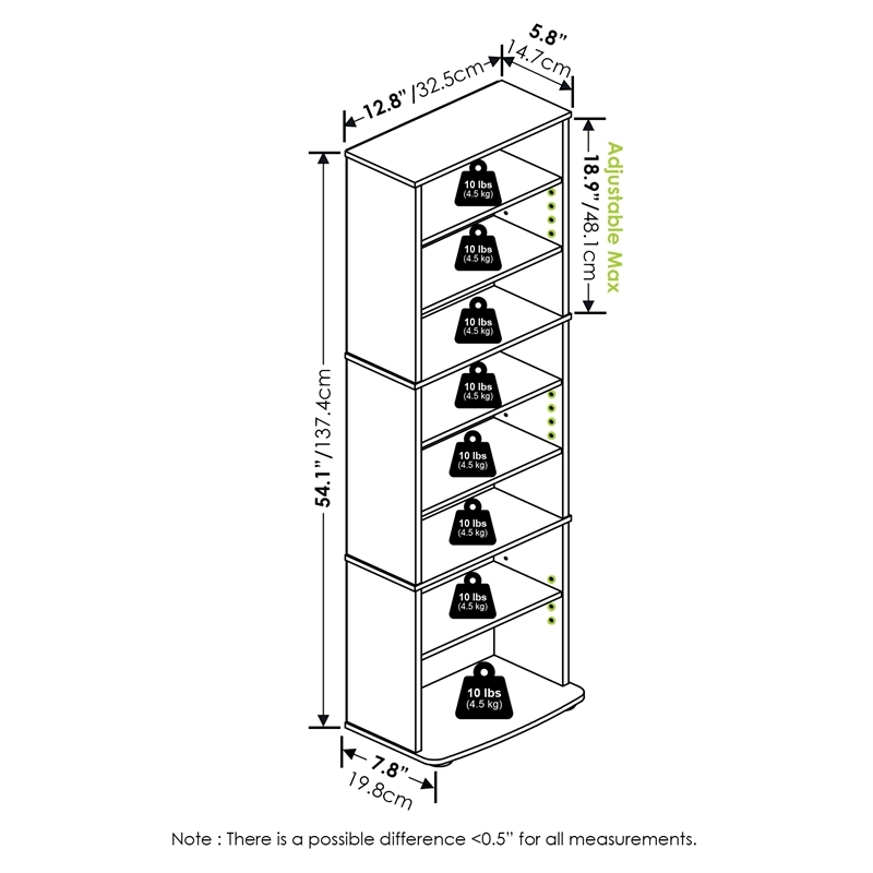 Furinno JAYA Space Saving Multimedia Storage Tower in White