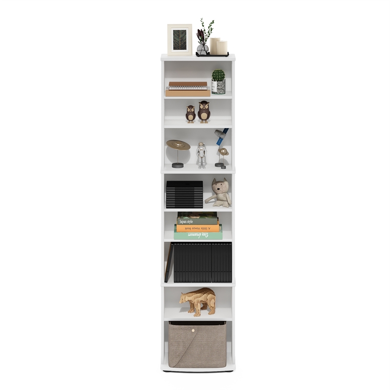 Furinno JAYA Space Saving Multimedia Storage Tower in White