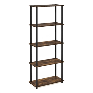 Furinno TURN-N-TUBE 5-Tier Multipurpose Shelf Display Rack in Amber Pine/Black