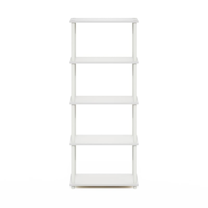 Furinno TURN-N-TUBE 5-Tier Multipurpose Shelf Display Rack in White/White