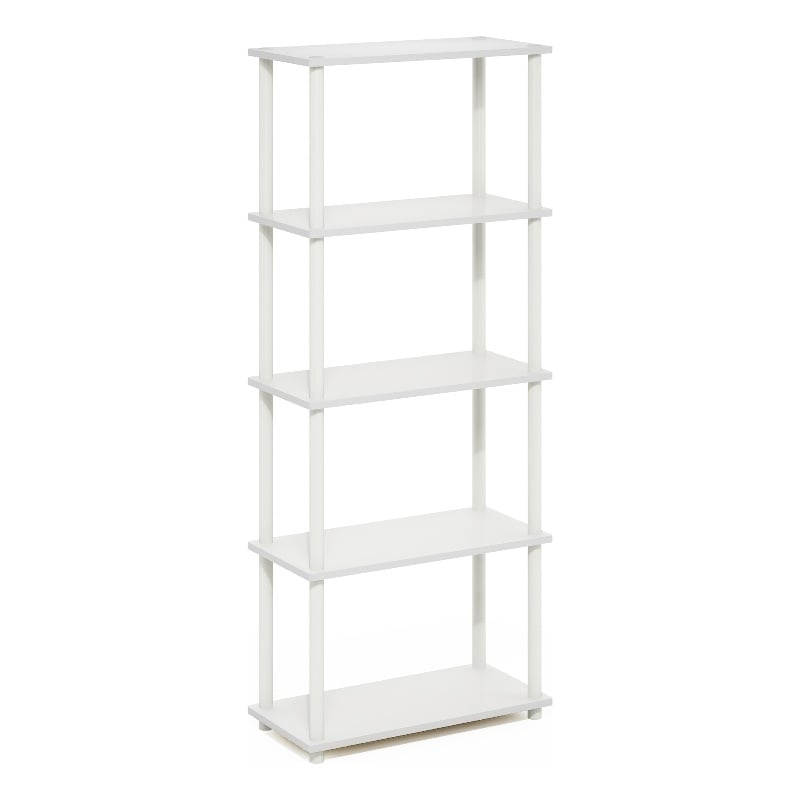 Furinno TURN-N-TUBE 5-Tier Multipurpose Shelf Display Rack in White/White