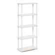 Furinno TURN-N-TUBE 5-Tier Multipurpose Shelf Display Rack in White/White