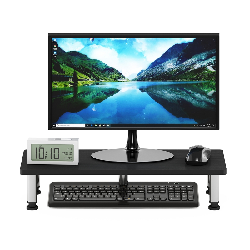 Furinno TURN-N-TUBE Monitor Riser Stand in Americano in Stainless Steel Tubes