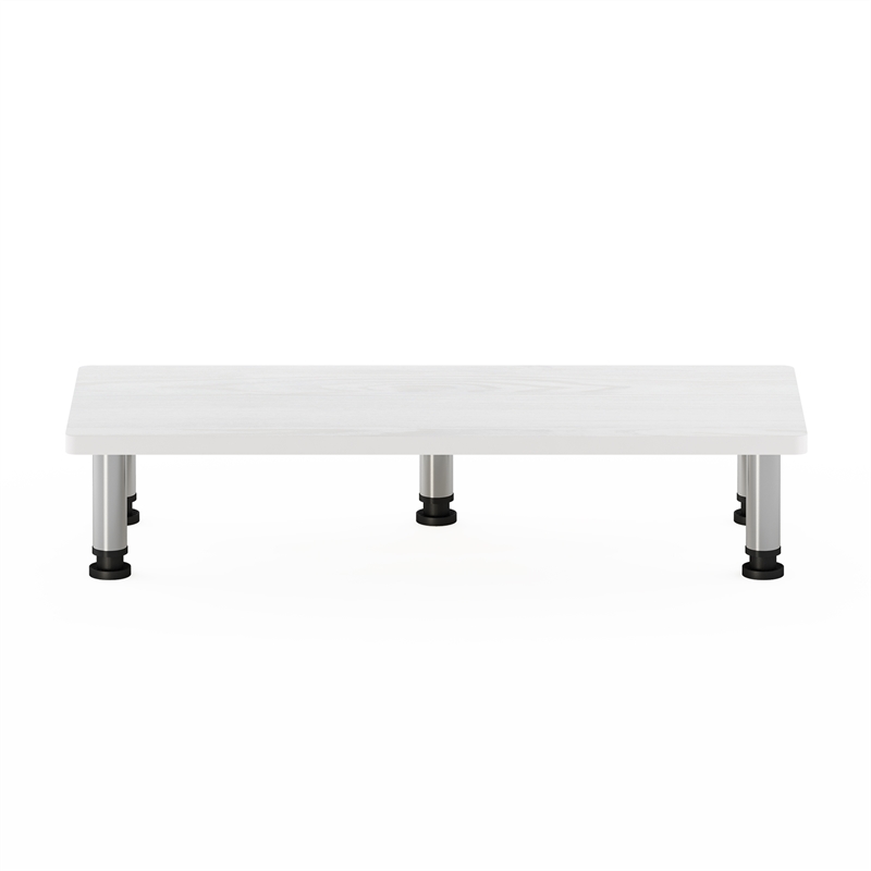 Furinno TURN-N-TUBE Monitor Riser Stand in White Oak in Stainless Steel Tubes