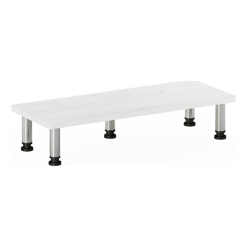 Furinno TURN-N-TUBE Monitor Riser Stand in White Oak in Stainless Steel Tubes
