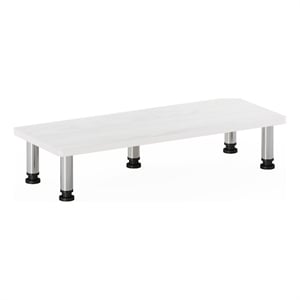 Furinno TURN-N-TUBE Monitor Riser Stand in White Oak in Stainless Steel Tubes