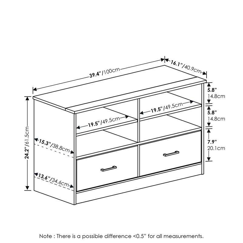 Furinno Jensen TV Stand with Drawer in French Oak