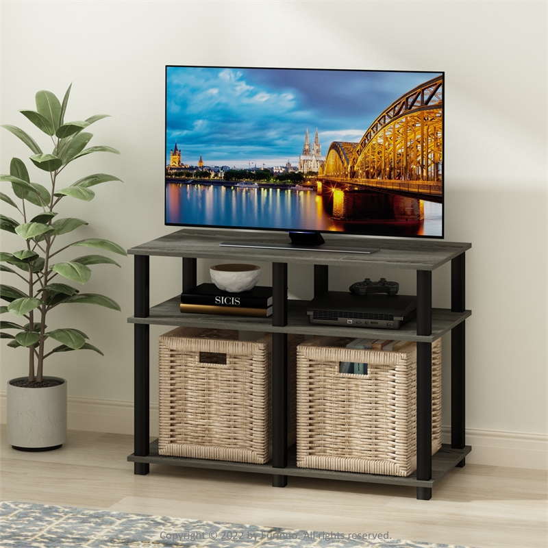Furinno ROMAIN Turn-N-Tube TV Stand for TV up to 40 Inch in French Oak/Black