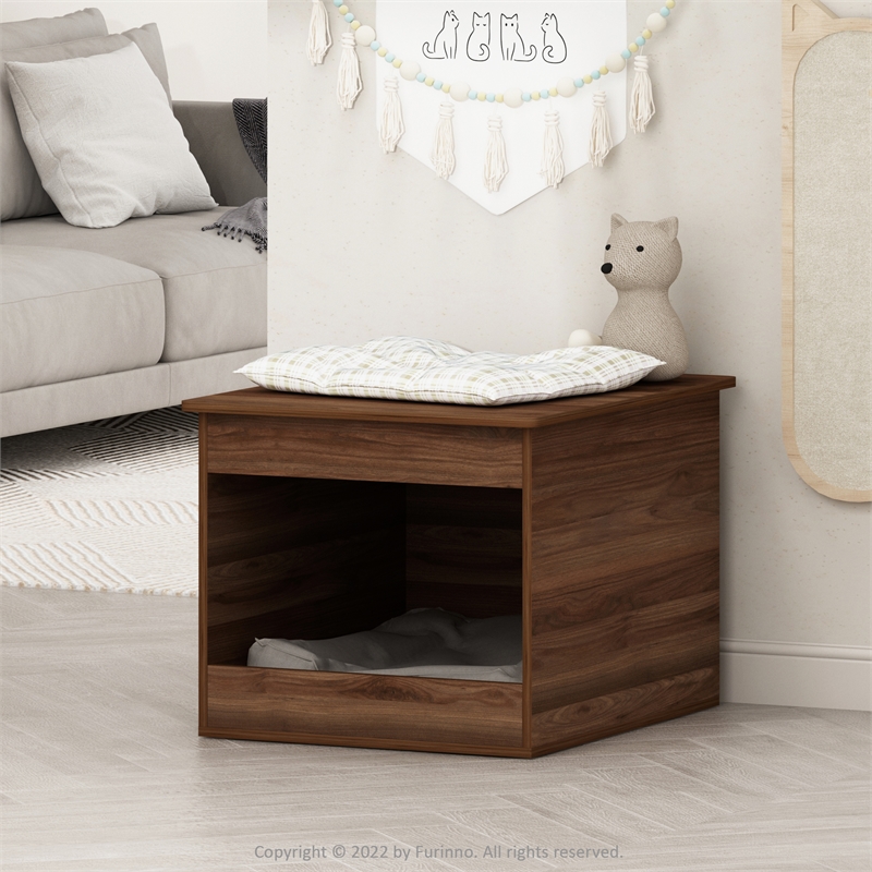 Furinno PELI Top Opening Litter Box Enclosure in Columbia Walnut