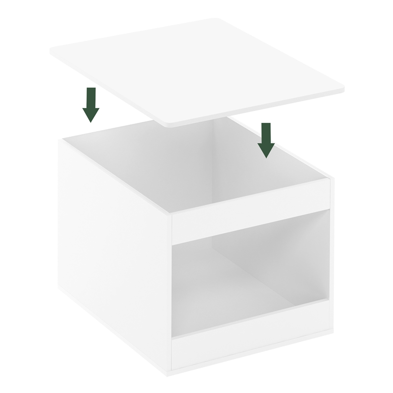Furinno PELI Top Opening Litter Box Enclosure in Solid White