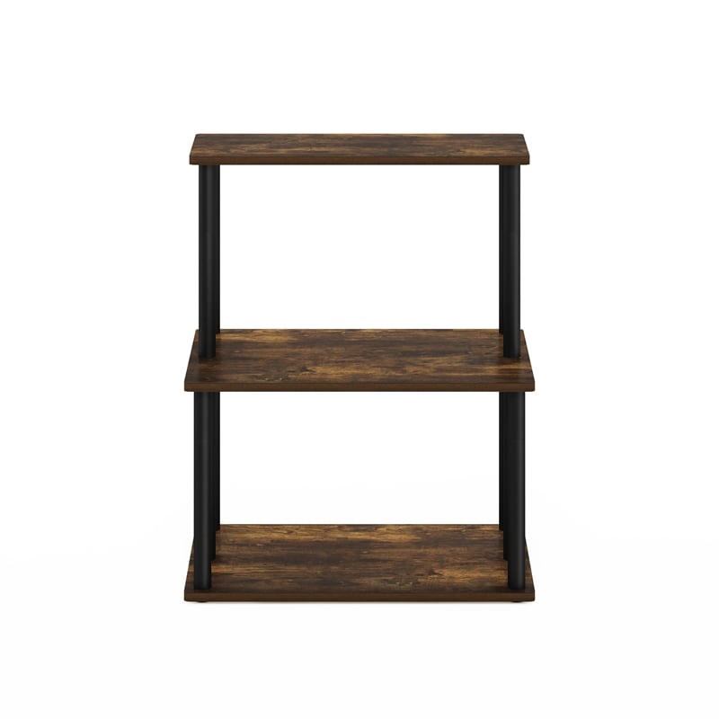 Furinno TURN-N-TUBE 3-Tier Toolless Kitchen Storage Shelf in Amber Pine/Black