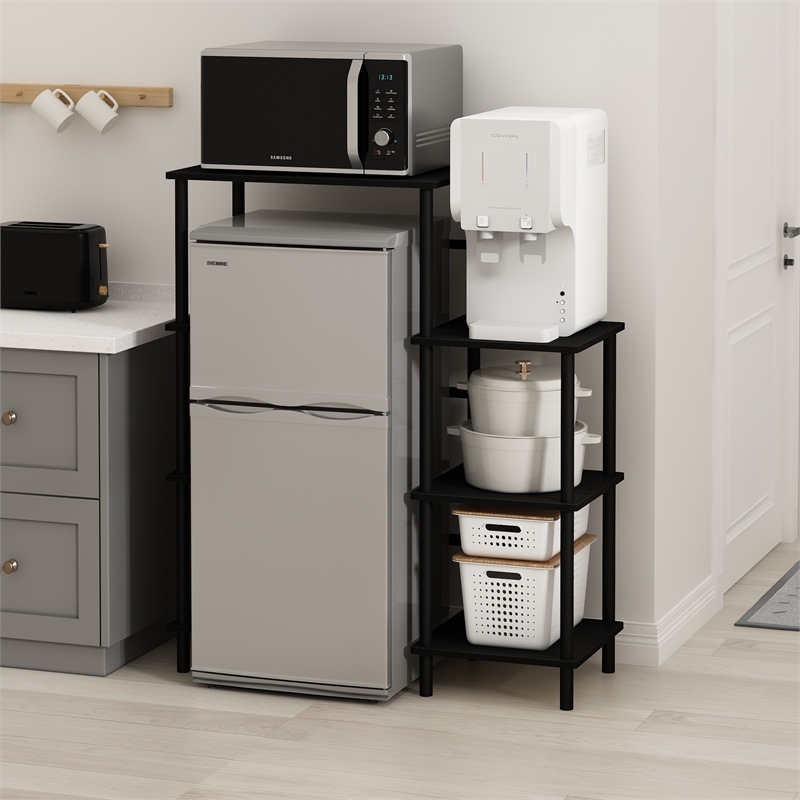 Furinno TURN-N-TUBE Toolless Kitchen Storage Shelf Tall in Americano/Black