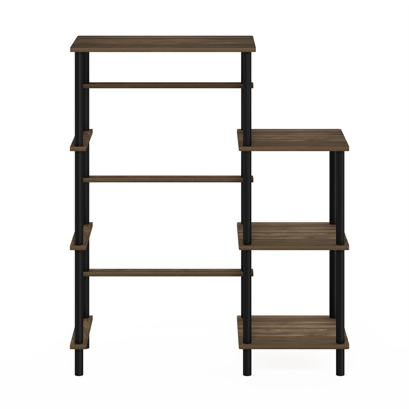 Furinno TURN-N-TUBE Toolless Kitchen Storage Shelf Tall in Columbia Walnut/Black