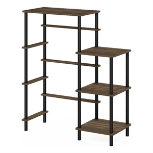 Furinno TURN-N-TUBE Toolless Kitchen Storage Shelf Tall in Columbia Walnut/Black