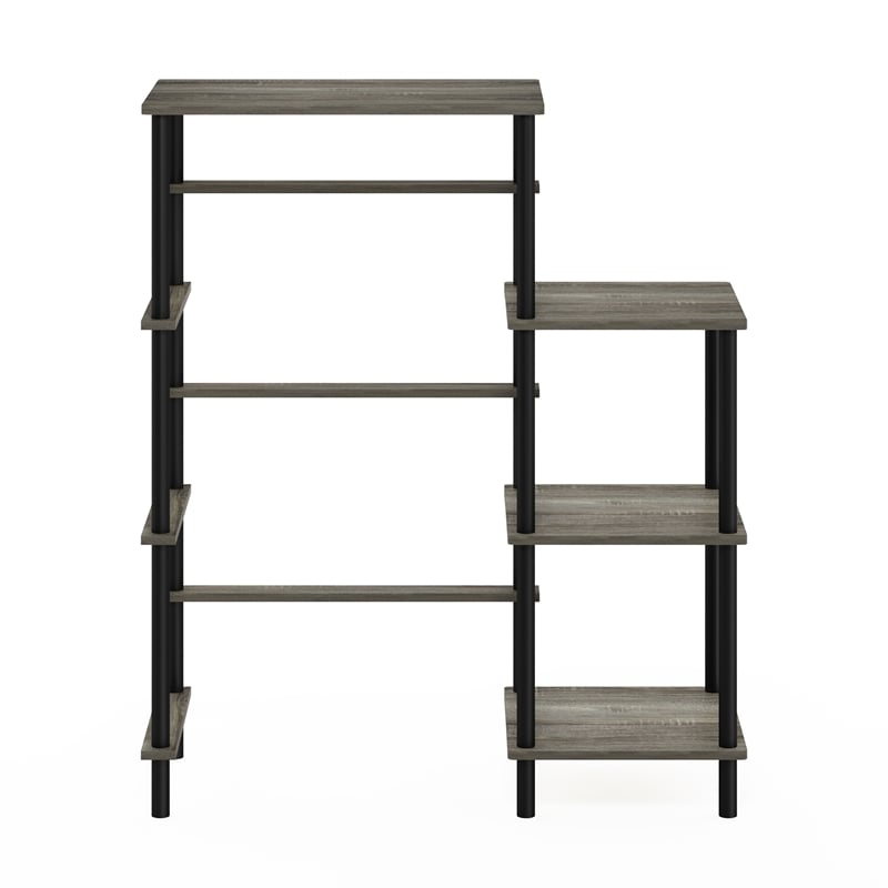 Furinno TURN-N-TUBE Toolless Kitchen Storage Shelf Tall in French Oak Grey/Black