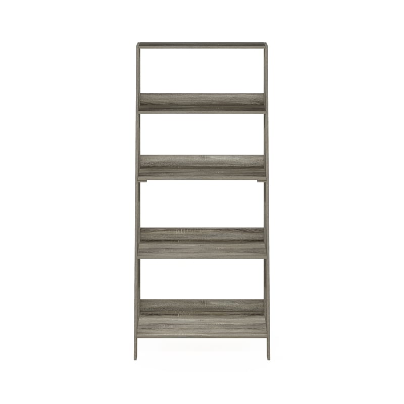 Furinno 5-Tier Ladder Bookcase Display Shelf in French Oak