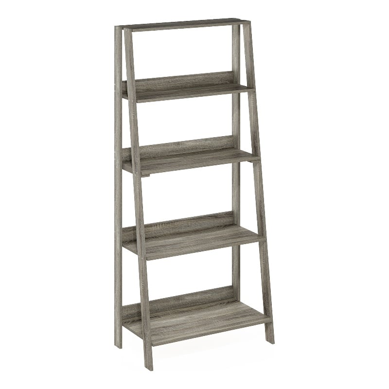 Furinno 5-Tier Ladder Bookcase Display Shelf in French Oak