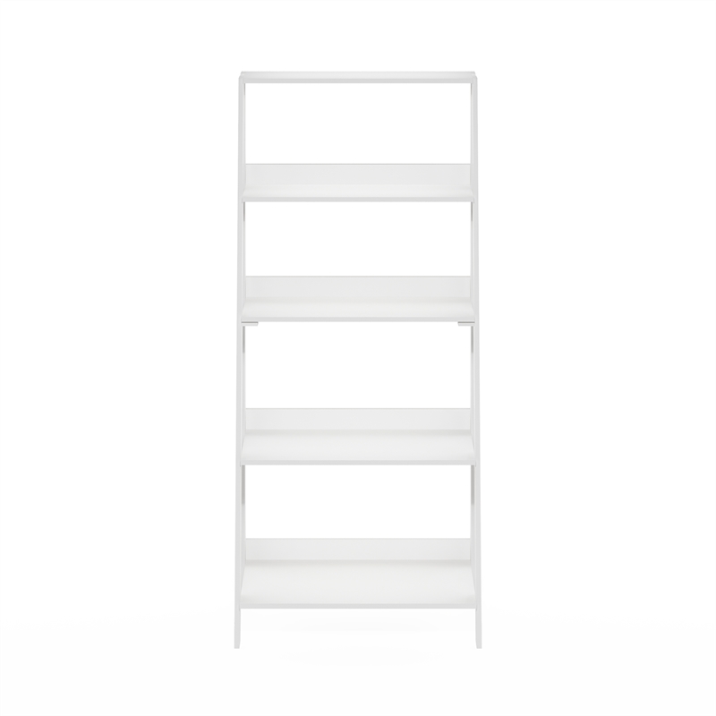 Furinno Ladder Bookcase Display Shelf in 5-Tier in White