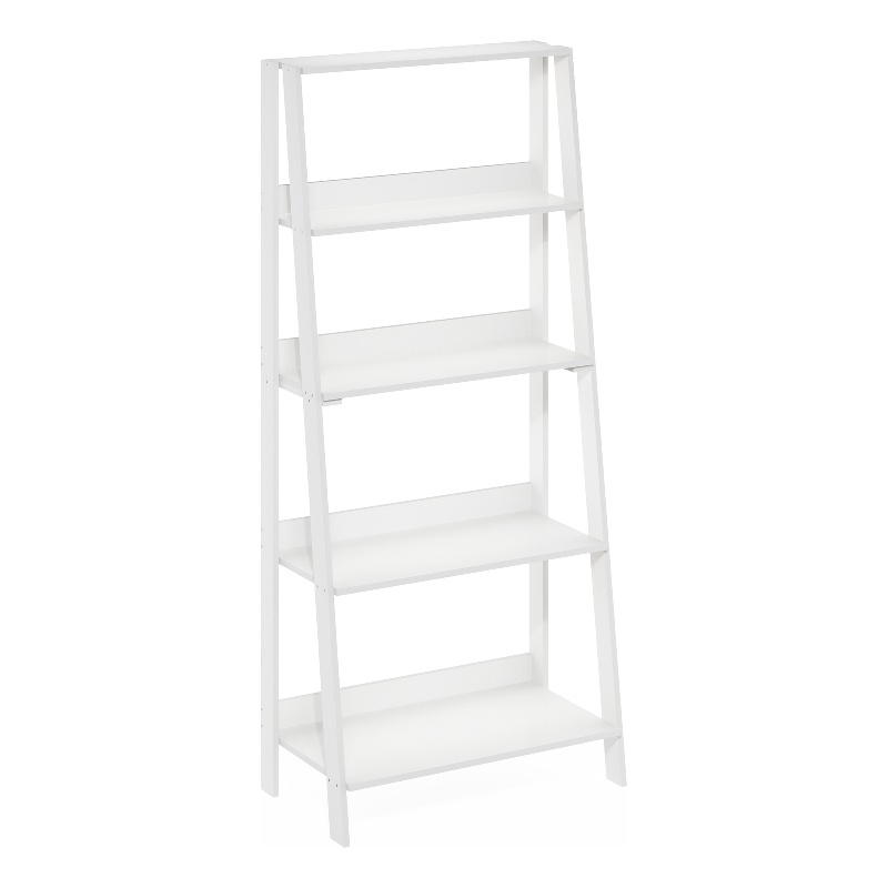 Furinno Ladder Bookcase Display Shelf in 5-Tier in White