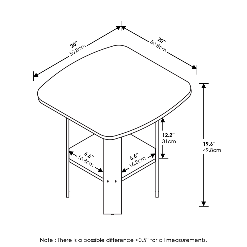 Furinno Simple Design End Table in White in Set of 2