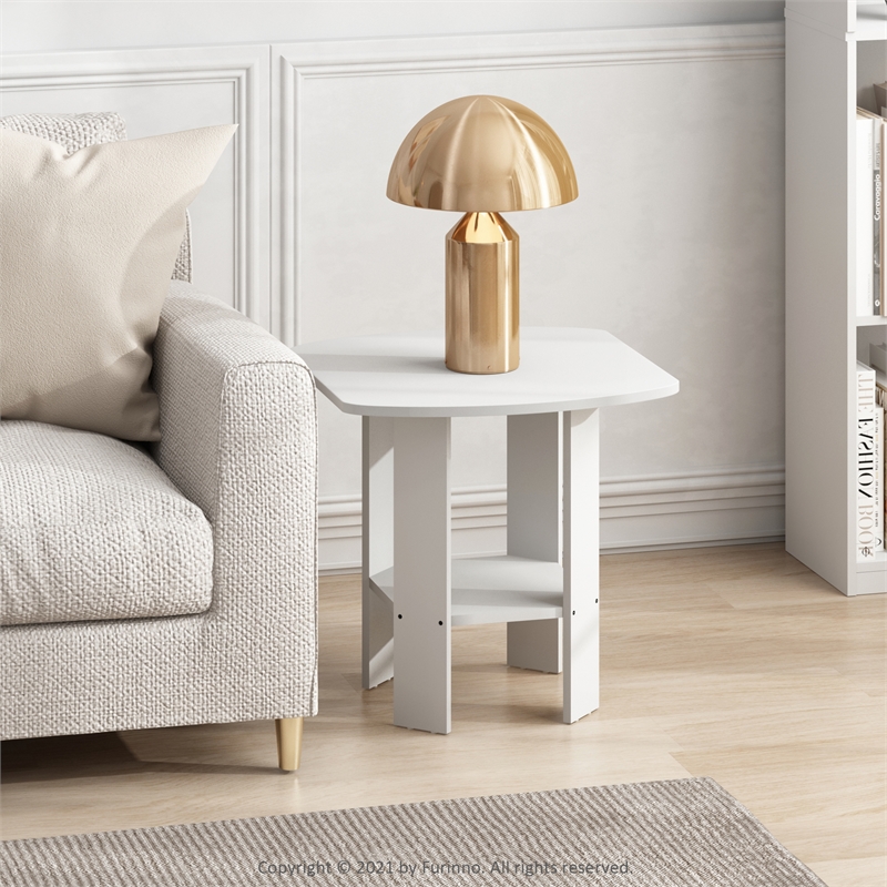 Furinno Simple Design End Table in White in Set of 2