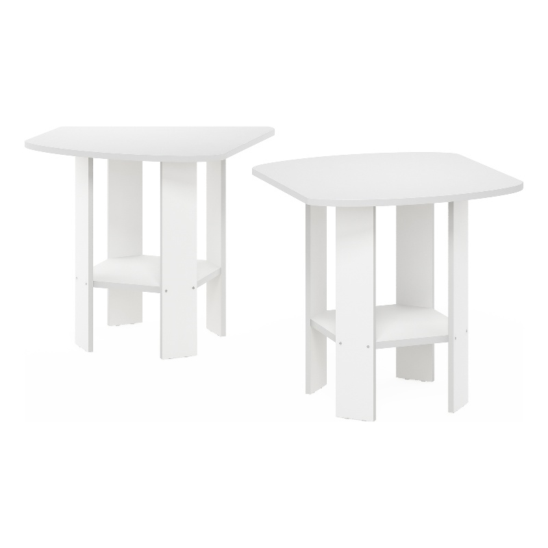 Furinno Simple Design End Table in White in Set of 2