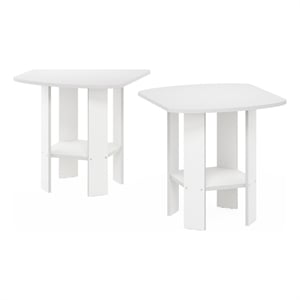 Furinno Simple Design End Table in White in Set of 2