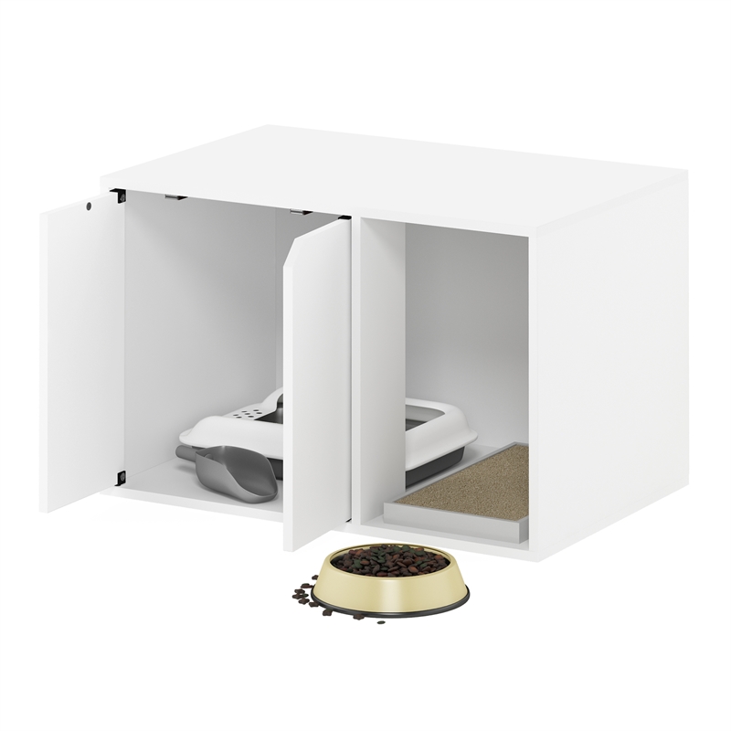 Furinno PELI Small Litter Box Enclosure in Solid White