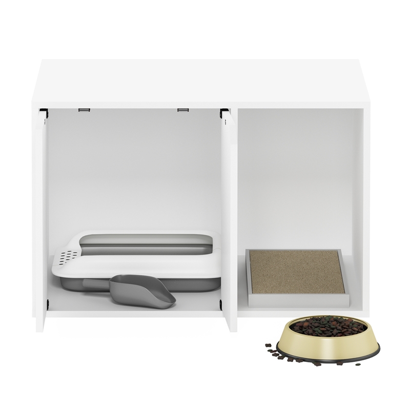 Furinno PELI Small Litter Box Enclosure in Solid White