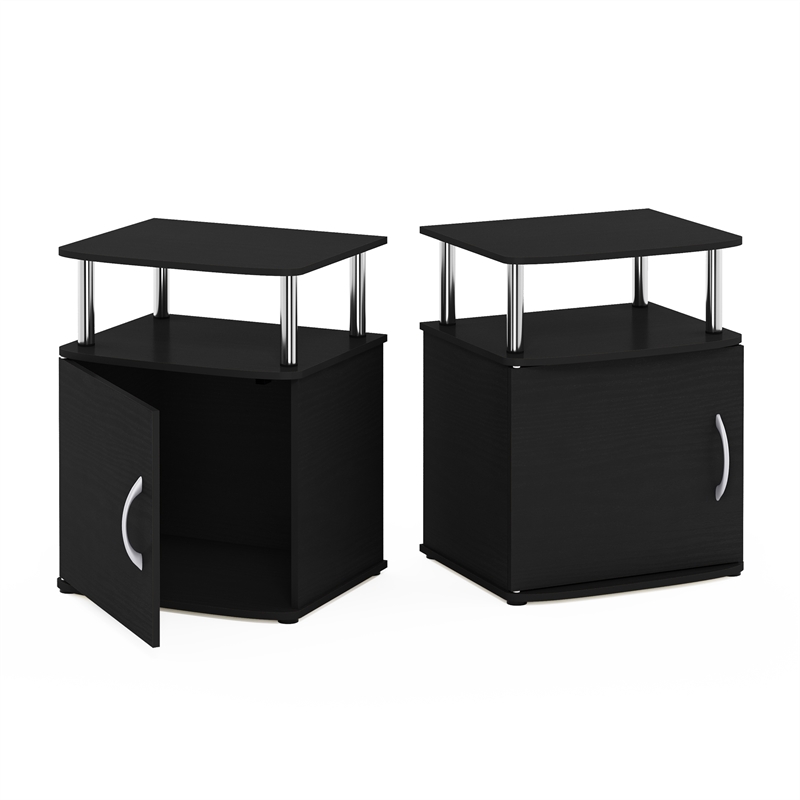 Furinno JAYA Utility Design End Table in Americano in Stainless Steel Tubes