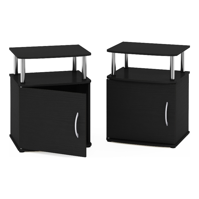 Furinno JAYA Utility Design End Table in Americano in Stainless Steel Tubes