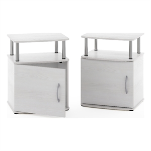 Furinno JAYA Utility Design End Table in White Oak in Stainless Steel Tubes