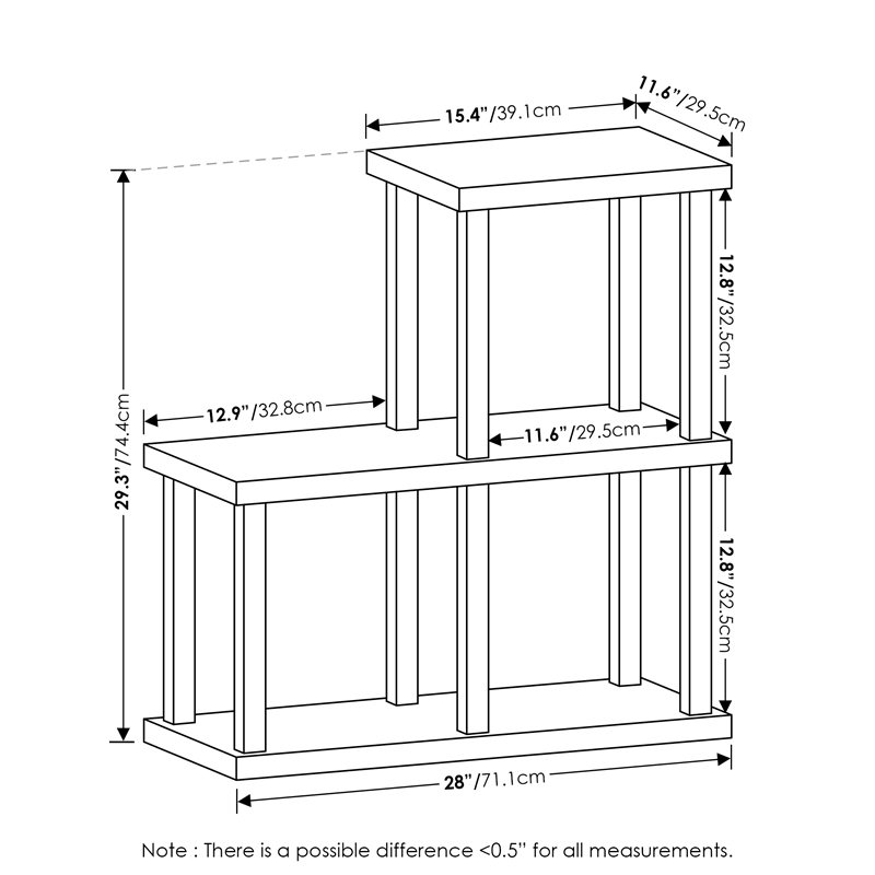 Furinno TURN-N-TUBE No Tools 3-Cube Decorative Display Shelf in Americano/Black
