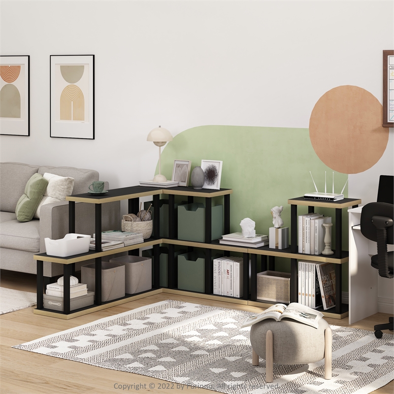 Furinno TURN-N-TUBE No Tools 3-Cube Decorative Display Shelf in Americano/Black