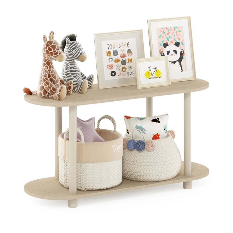 Furinno TURN-N-TUBE No Tools Modern Oval Side Table in Bauhaus Oak/Beige