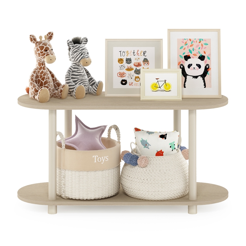 Furinno TURN-N-TUBE No Tools Modern Oval Side Table in Bauhaus Oak/Beige