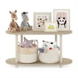 Furinno TURN-N-TUBE No Tools Modern Oval Side Table in Bauhaus Oak/Beige