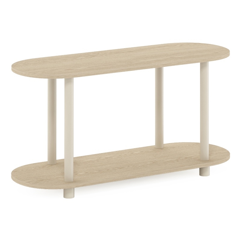 Furinno TURN-N-TUBE No Tools Modern Oval Side Table in Bauhaus Oak/Beige