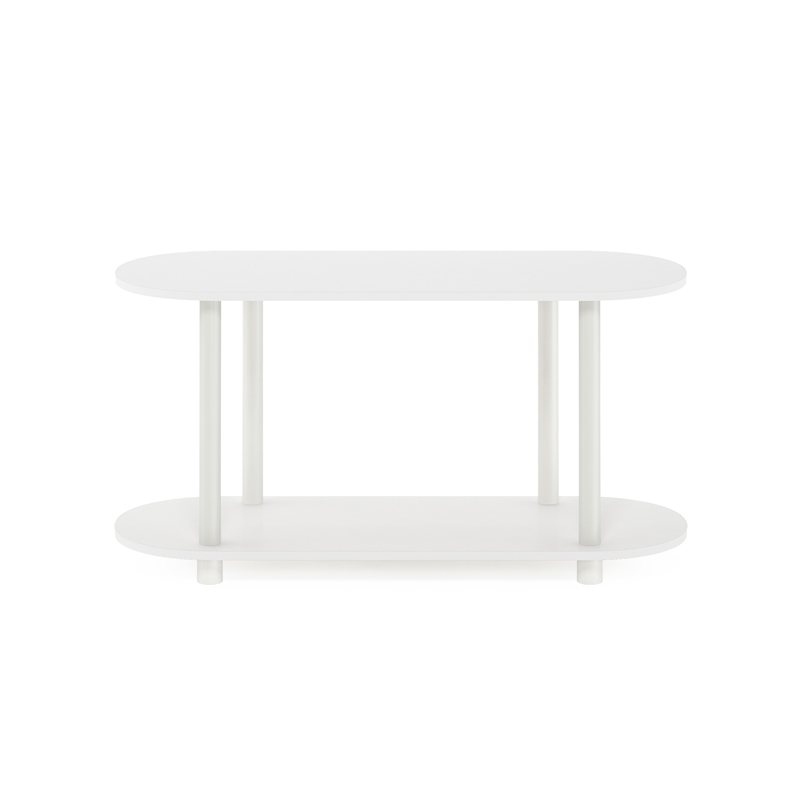 Furinno TURN-N-TUBE No Tools Modern Oval Side Table in White/Virgin White