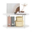 Furinno TURN-N-TUBE No Tools Modern Oval Side Table in White/Virgin White