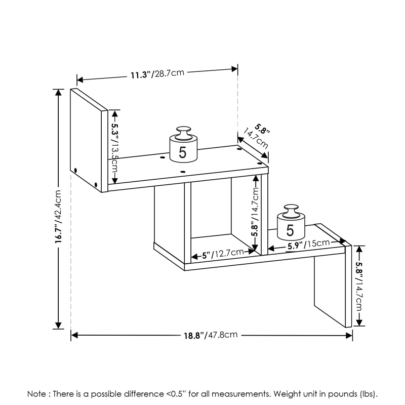 Furinno ROSSI Wall Mount Floating Ladder Shelf in Espresso