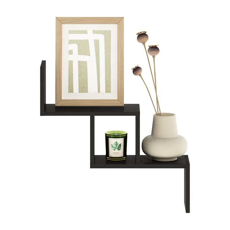 Furinno ROSSI Wall Mount Floating Ladder Shelf in Espresso