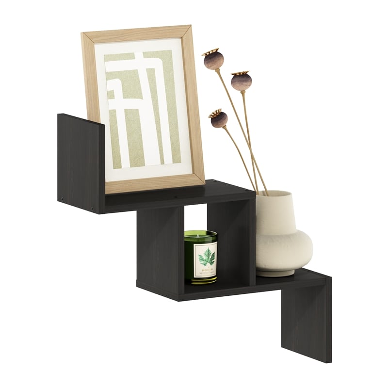 Furinno ROSSI Wall Mount Floating Ladder Shelf in Espresso