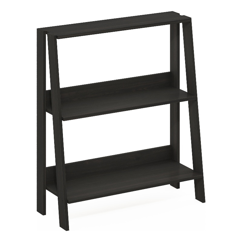 Furinno Ladder Bookcase Display Shelf in 3-Tier in Espresso