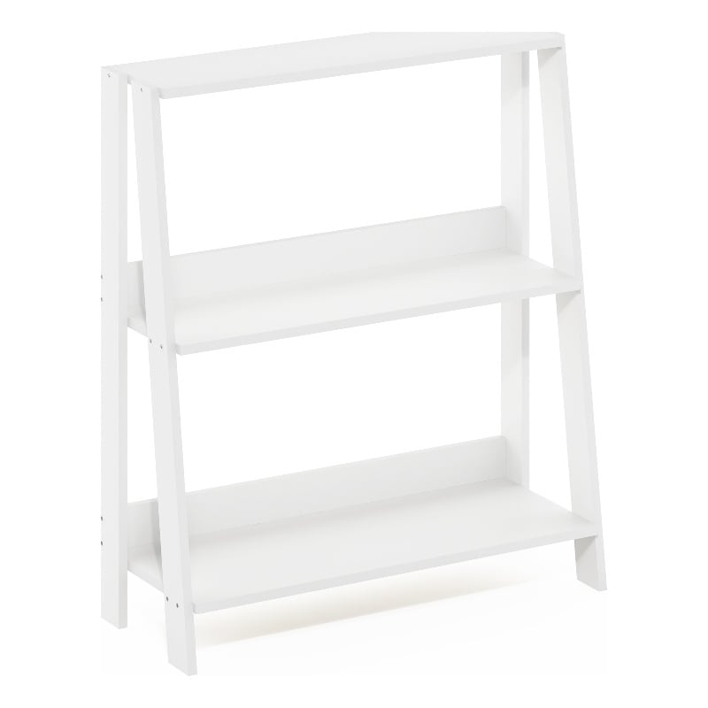 Furinno Ladder Bookcase Display Shelf in 3-Tier in White