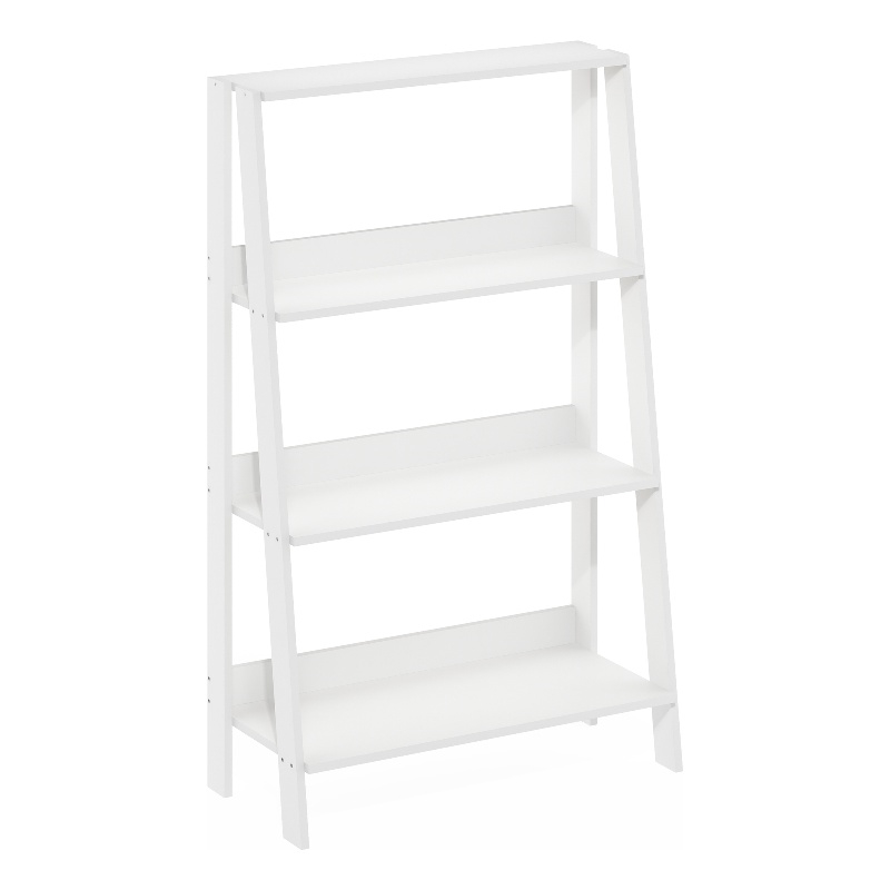 Furinno Ladder Bookcase Display Shelf in 4-Tier in White