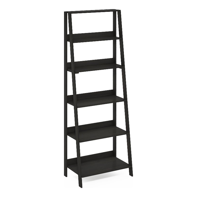 Furinno Ladder Bookcase Display Shelf in 6-Tier in Espresso
