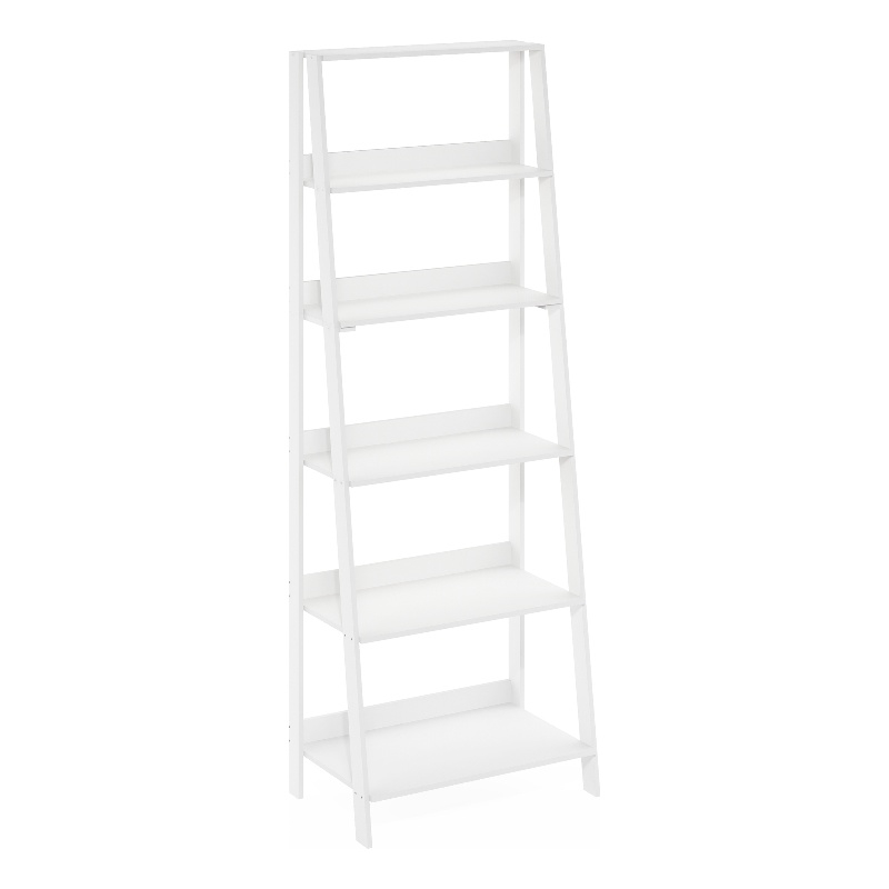 Furinno Ladder Bookcase Display Shelf in 6-Tier in White