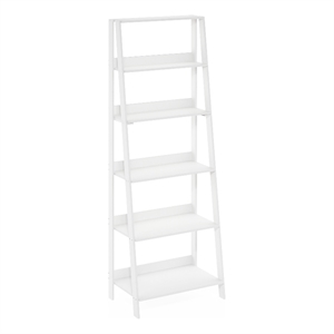 Furinno Ladder Bookcase Display Shelf in 6-Tier in White
