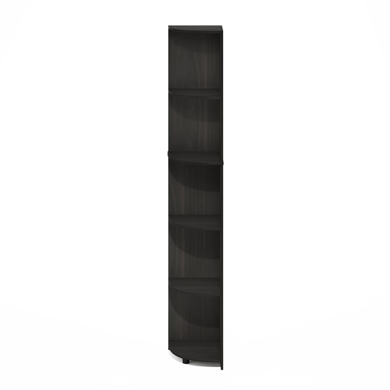 Furinno ECON 5-Tier Corner Shelf Bookcase in Bookshelf in Espresso